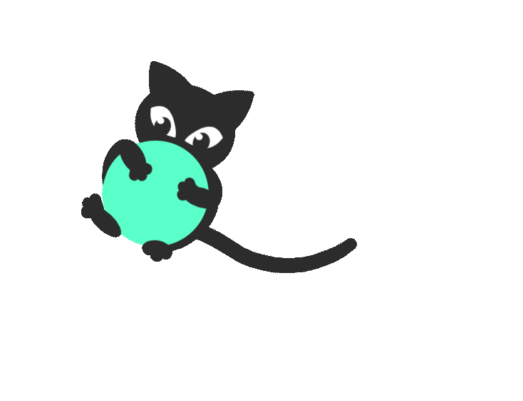 GIF of a cat biting the letter G of a logo for Games with Geebs