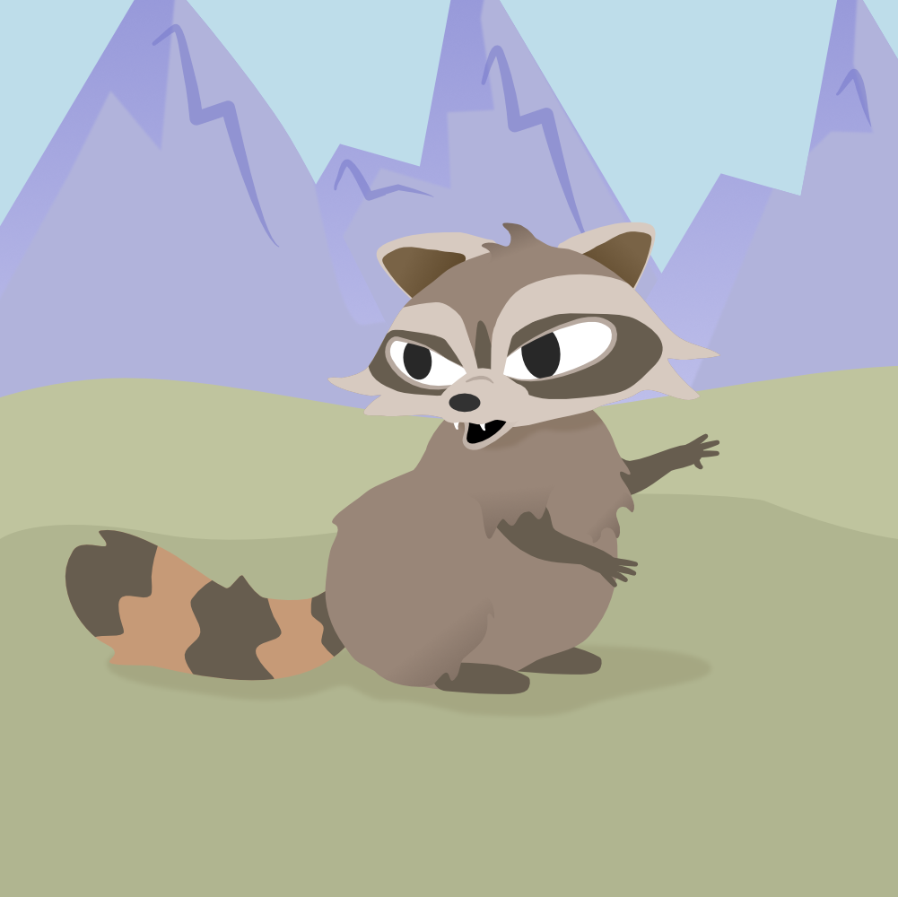 Vector image of a raccoon scowling