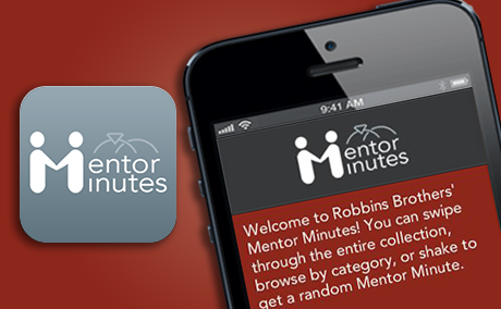 Image of the Mentor Minutes app icon and home screen