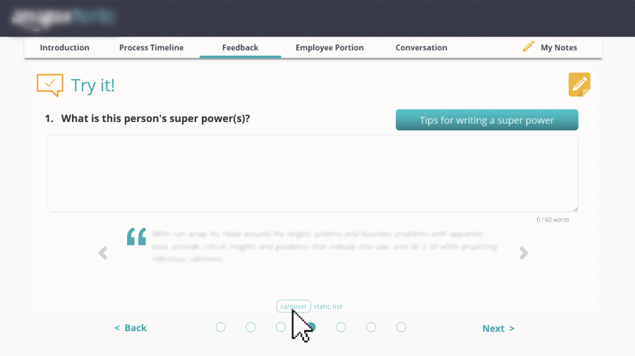 Screenshot of the process elearning