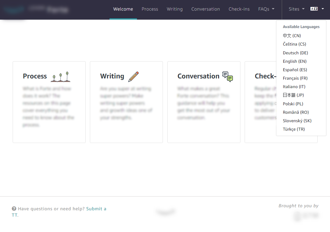 Screenshot of the resources website