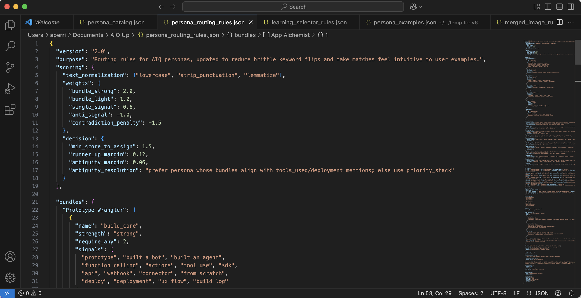 A peek at the 'brain' of the bot: the persona matching logic I architected to analyze user stories